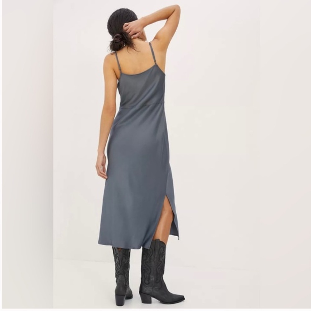 Anthropologie The Elyse Slip Dress in Carbon NWT size L - Picture 3 of 7